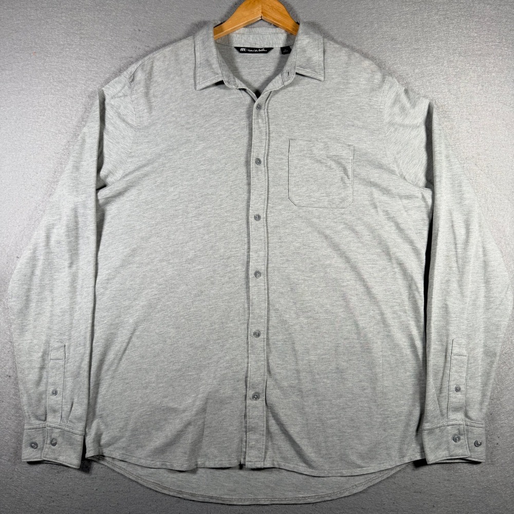 Travis Mathew‎ Mens Gray Long Sleeve Button Up Shirt Lightweight Golf Casual XL